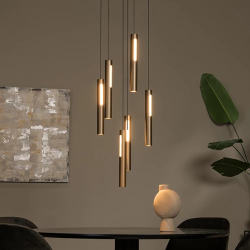 Lucide GRIFFITH - Pendant light - Ø 38 cm - LED Dim. - CCT - 6x6W 2700K/4000K - Bronze | Premium - atmosphere 1